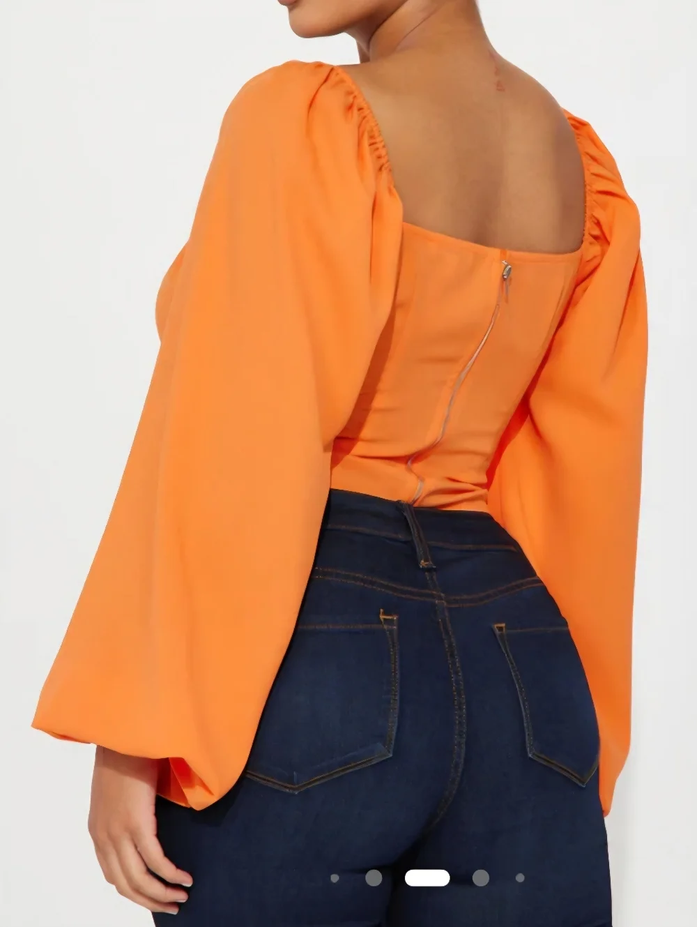 Fashion Nova Myrtie Peasant Top Bodycon Corset Shirt Bright Orange Size Medium